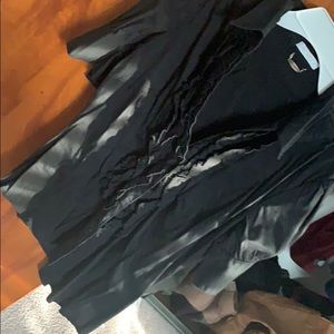 Black short sleeve button up top